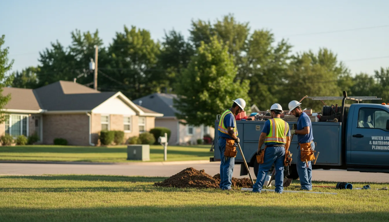 Residential water line and bathroom plumbing service in South Amana, IA